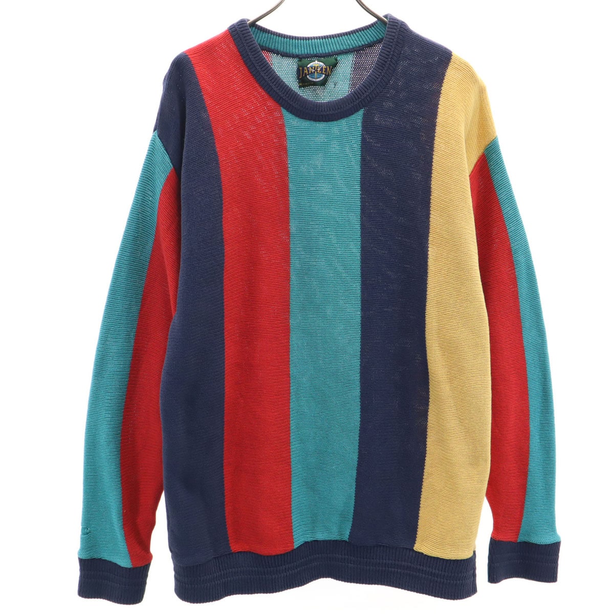 Jantzen ジャンセン 90s オールド ストライプ柄 長袖 ニット L メンズ 古着