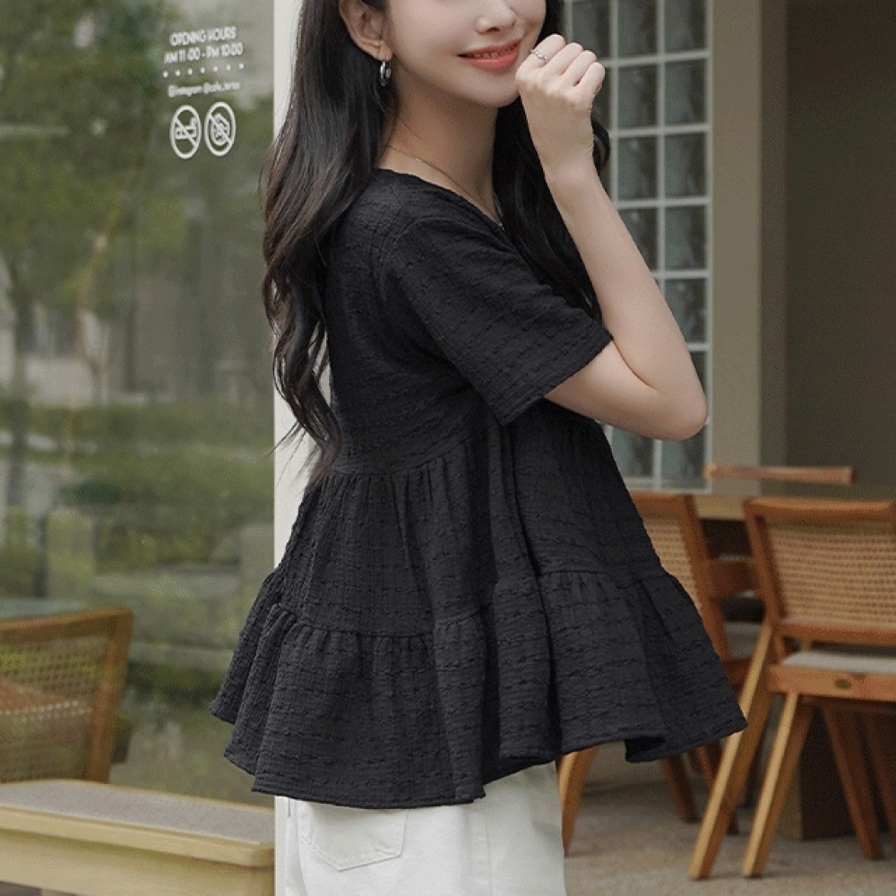 Click & Funny Savit エンボス加工カンカンブラウス