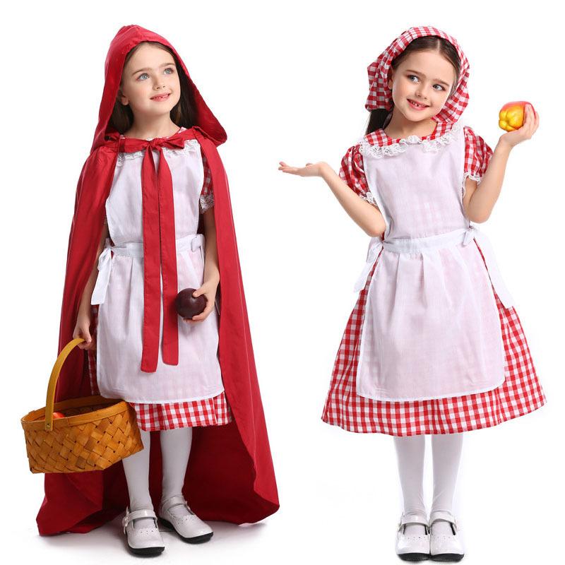 新作ハロウィングッズ ハロウィン 衣装 コスプレ服 キッズ メイド コスプレ 赤ずきんちゃん衣装 コスチューム 赤頭巾マント こども 子供 子ども 仮装 パーティー イベント 童話 女の子 2枚購入で