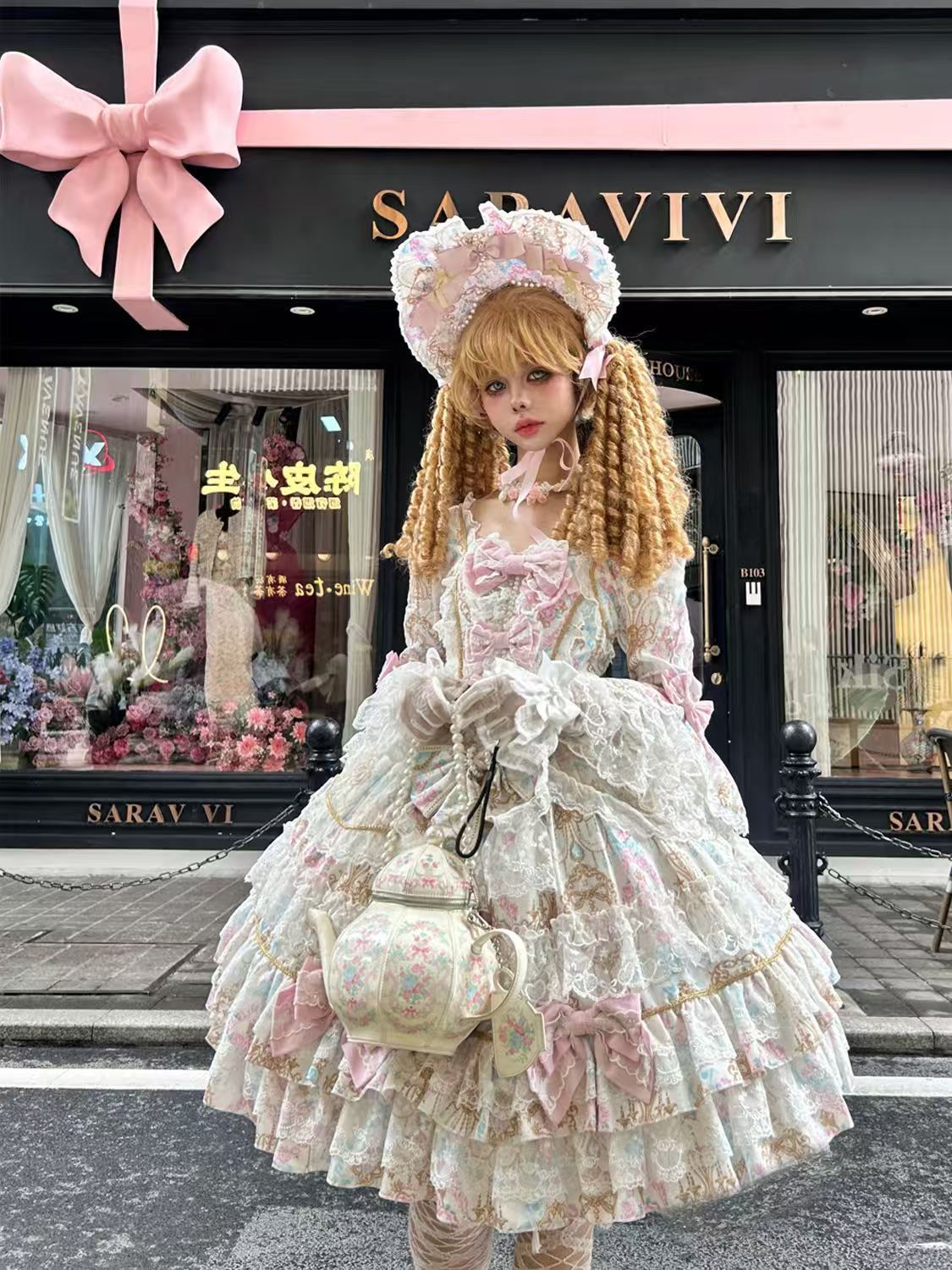 【3日出荷】 2026新作 オリジナルデザイン ロリータ OPワンピース 花柄 ロングスリーブ
