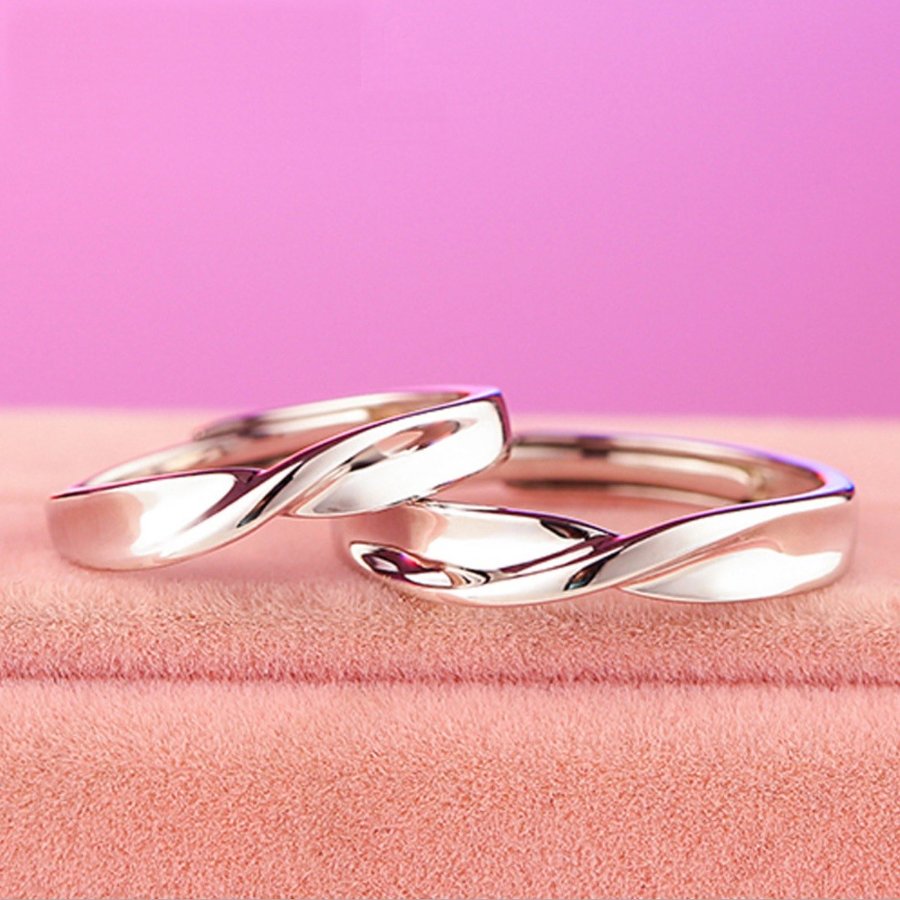 指輪 ウエーブ 波型 X型 サイズフリー Czダイヤ C シルバー925 ペアリング ストア プラチナ仕上げ