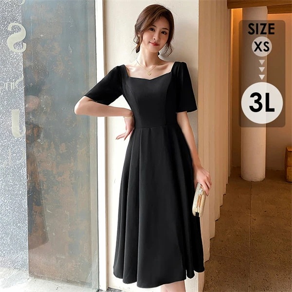 ドレス 大人 ピアノ 発表会 ミモレ丈ドレス 演奏会 演奏会用ドレス ピアノ発表会 黒 結婚式 高校生 パーティードレス 演奏会ドレス 大きいサイズ 母親 コンクール イブニングドレス ミモレ丈 大き