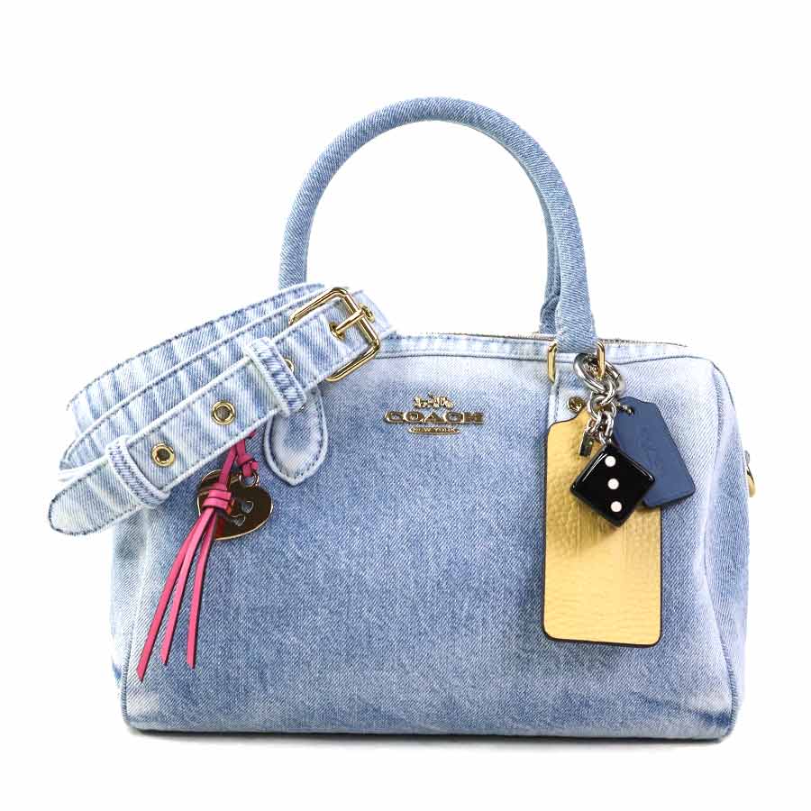コーチ COACH ハンドバッグ ショルダーバッグ ローアン サッチェルバッグ・ラブド デニム・チャーム デニム ライトインディゴ レディース h32264k