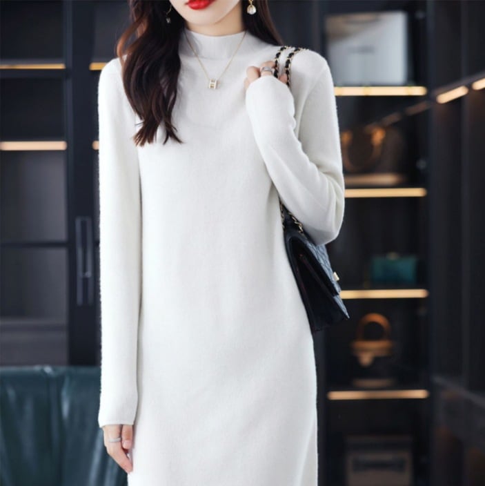 ハイネックニットワンピース ロングニットワンピース 秋冬ロングワンピース カジュアルニットワンピース スカート ワンピース プルオーバー オールインワン ロングスカート ニットスカート 膝下 ロング