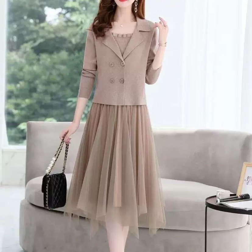 セットアップ トップス アシンメトリースカート セットアップ ロング丈 長袖 ブラウス アシンメトリー デザイン 美ライン ニュアンス 2色展開 レイヤード 2点セット ツーピース 2点セット