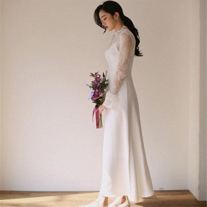 長袖 ミモレ丈 ウェディグドレス 二次会 花嫁 パーティドレス 結婚式 白 ワンピース 演奏会 大きいサイズ 小さいサイズ ドレス 発表会 安い 前撮り