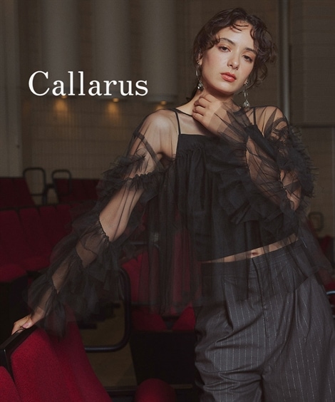 パンツスーツ お呼ばれ・よそいき・結婚式・パーティー・オケージョンドレス 単品 ボリュームスリーブフリルデザインチュールブラウスCallarus