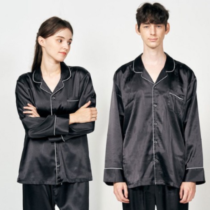 パジャマセット無地パジャマシルク男女共用ビッグサイズホームワンマイルウェア/ パジャマ/パジャマ/男女共用パジャマ/上下パジャマ/シルクパジャマ/シャムス生地