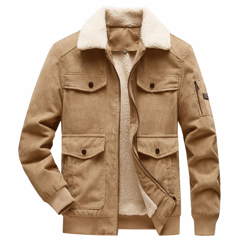 新品入荷！メンズ大きなポケットアウター 裏起毛ハンサム中綿コートゆったりトレンドジャケット