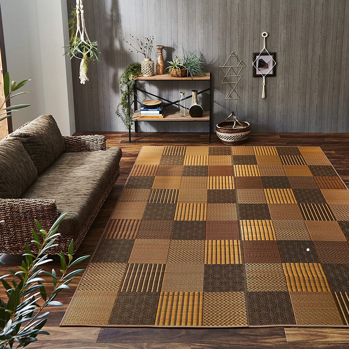 【I】【代引不可】い草 花ござ DX京刺子 江戸間4.5畳(約261×261cm) ベージュ 日本製 裏貼り加工 畳 カバー センター い草 ラグ い草【北海道・沖縄・離島不可】cm　裏貼りなし