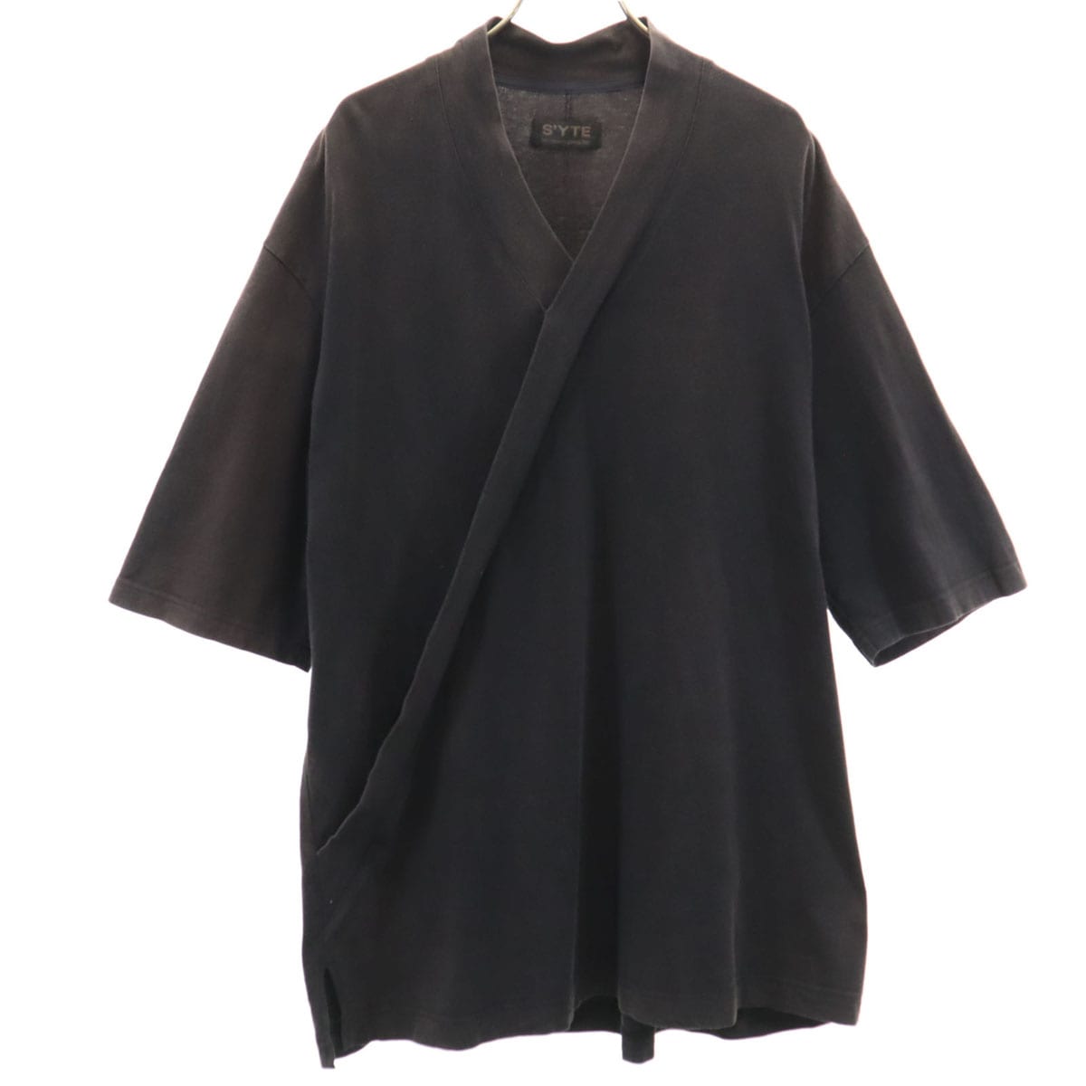 5分袖 ロング カットソー 3 ブラック ヨウジヤマモト レディース 古着