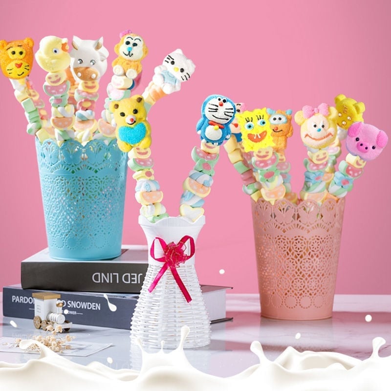 【送料無料】60/100Pcs クリスマスかわいい漫画の形マシュマロひょうたん串ロリポップ子供用おやつキャンディ クリスマスキャンディー 誕生日プレゼント