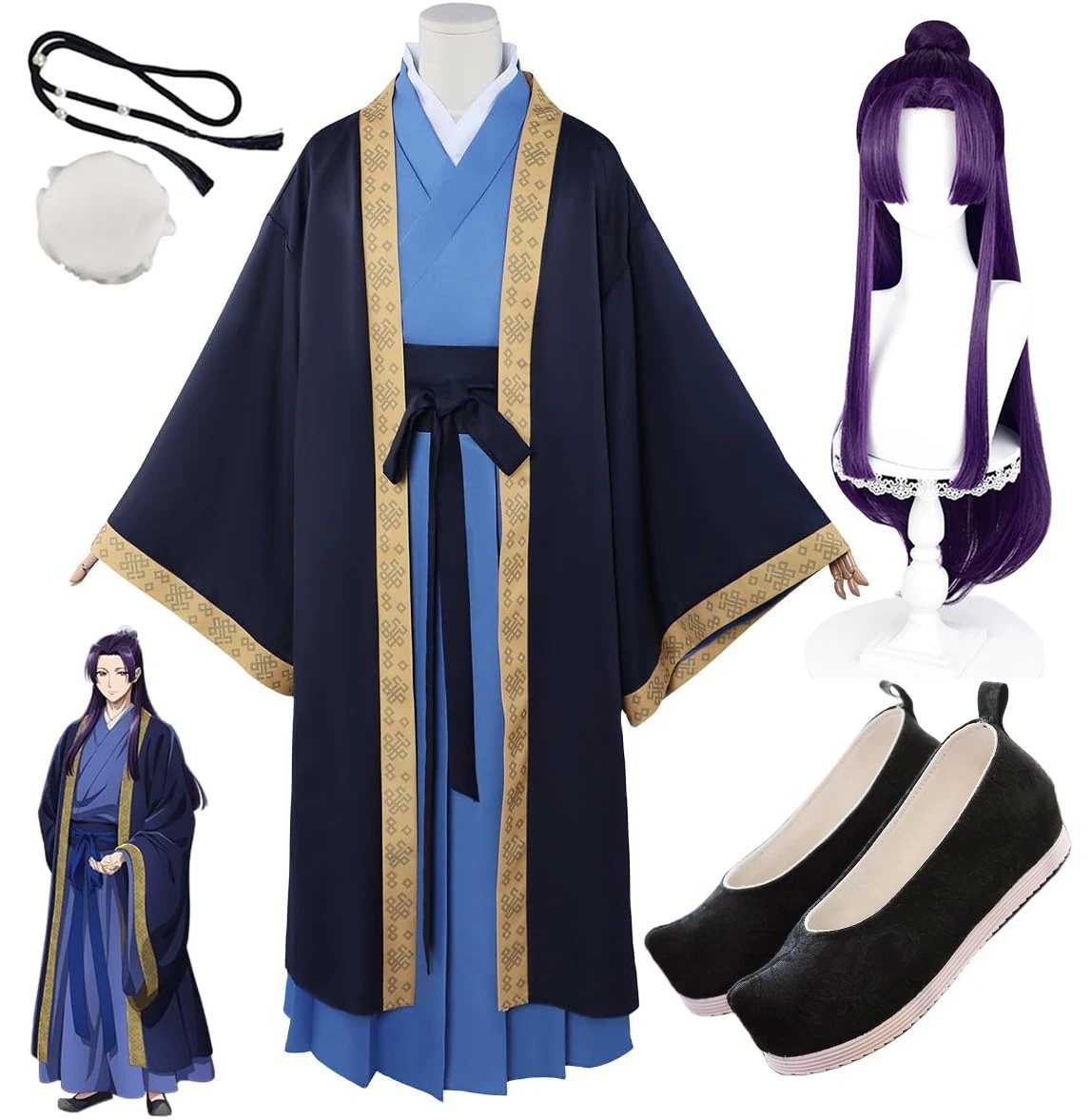 壬氏ジンシコスプレ衣薬屋のひとりごと同人服ウイッグ靴髪飾り付きイベントパーティー変演出服クリスマスパーティー