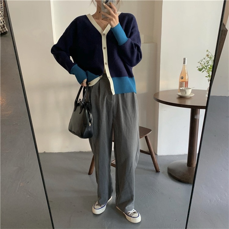 トップス カーディガン キャミソール ミディアム丈 袖あり 長袖 襟なし リブ 前開き 伸縮性 ニット かわいい 大人可愛い きれいめ シンプル カジュアル 大人