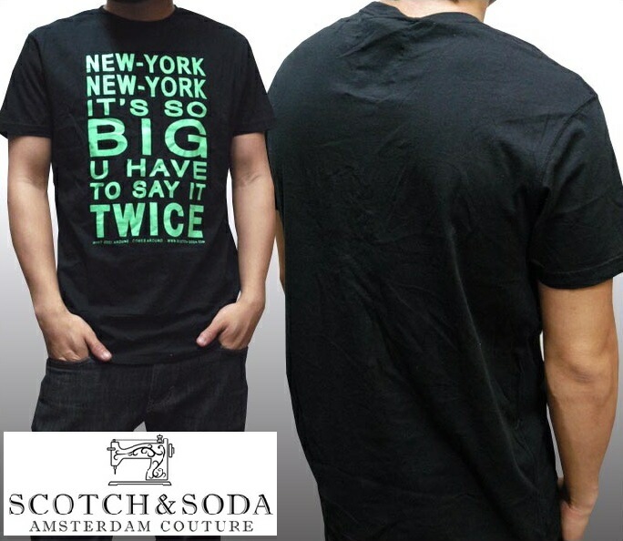 スコッチ&ソーダ SCOTCH&SODA メンズ 半袖 Tシャツ NY NY ブラック シャツ safari サファリ OCEANS オーシャンズ 掲載 スコッチアンドソーダ ヴィンテージ スタイル