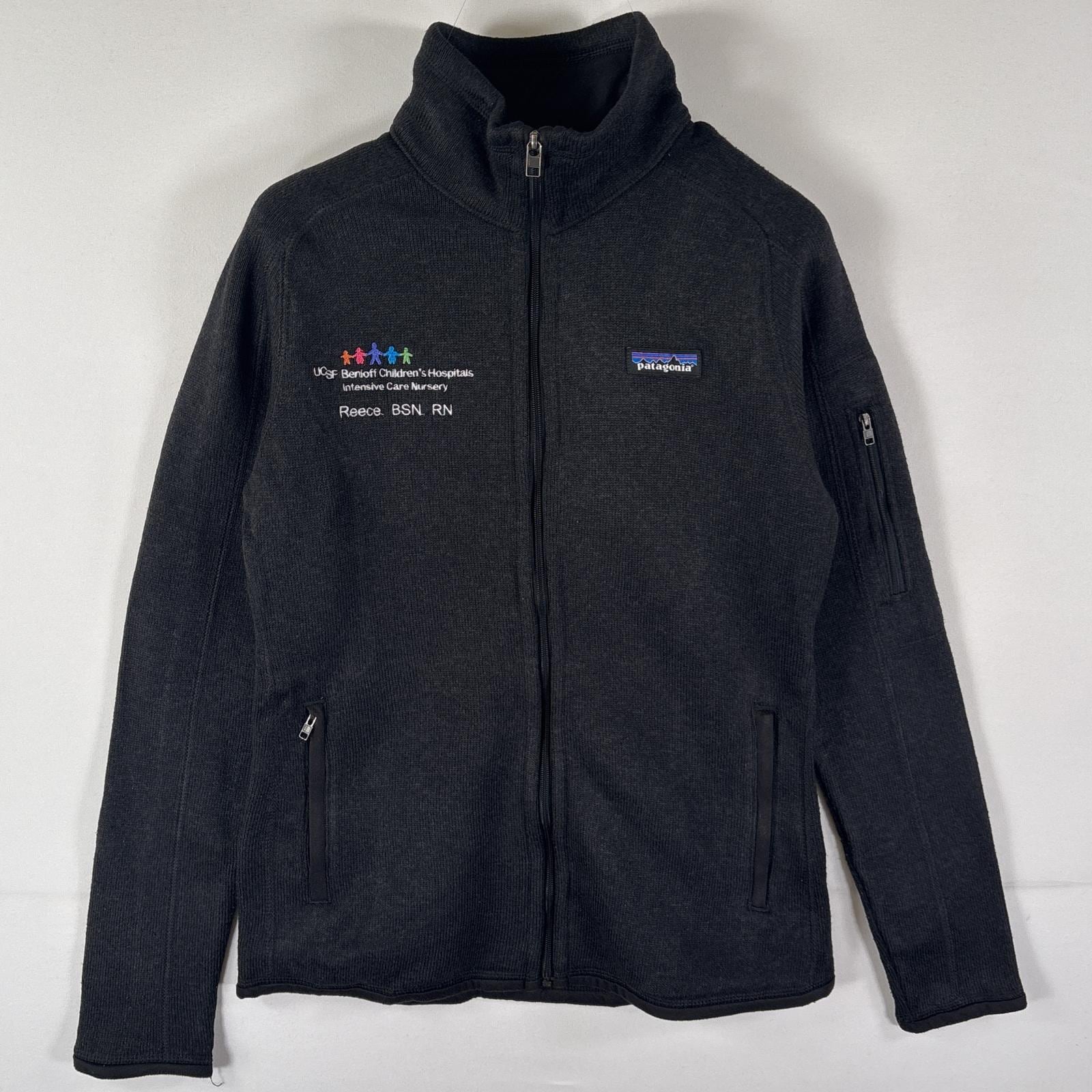 古着 ベターセーター フルジップ ワンポイントロゴ 刺繍 アウトドア S ブラック レディース