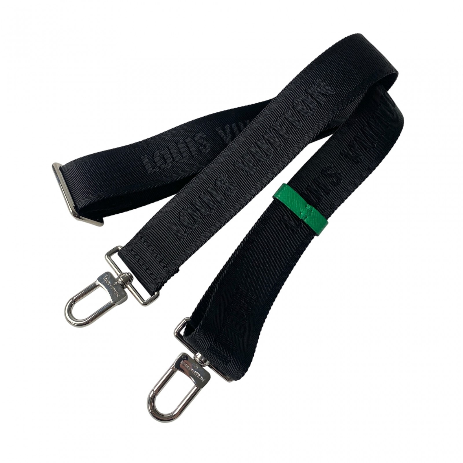 未使用 ルイ ヴィトン LOUIS VUITTON ショルダーストラップ　長さ調整可能　シルバー金具 ブラック　黒　キャンバス