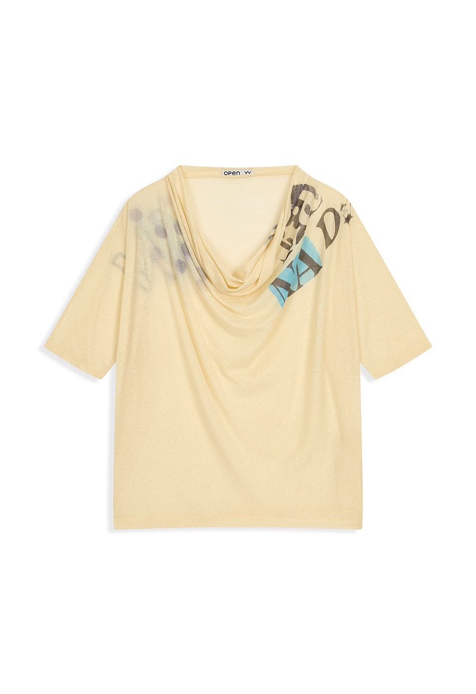 【OPEN Yy】 26SS PHONETIC COWL NECK TEE : YELLOW