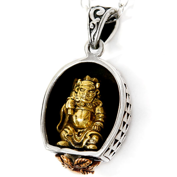 閻魔大王 地獄 王 神 仏教 桃 ピーチ ゴールド 真鍮 シルバー 925 メンズ ペンダント ネックレス