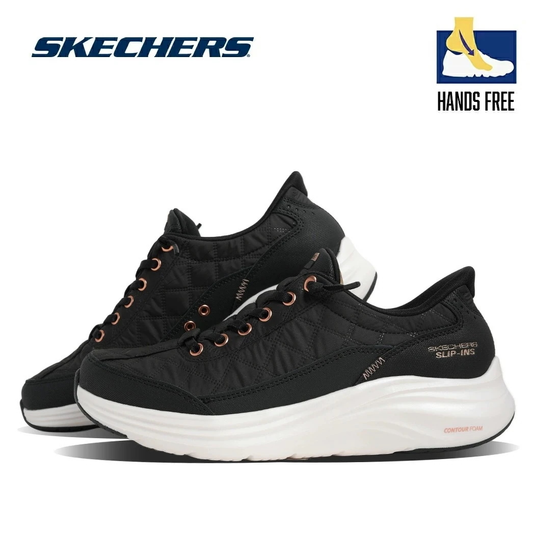 SKECHERS スケッチャーズ コンツアーフォーム スニーカー CONTOUR FOAM BLACK/ROSE GOLD ( ブラック 黒 レディース スリップインズ ハンズフリー 履きやすい 脱ぎ