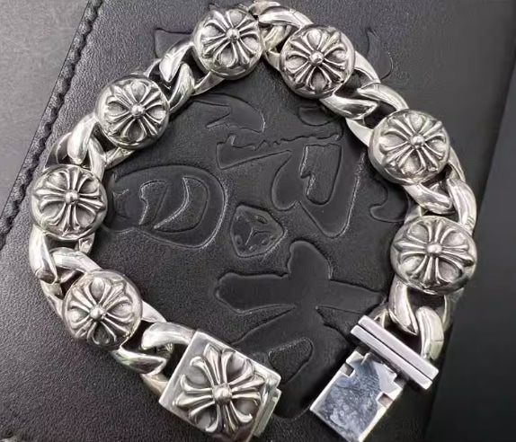 Art Etch ハンドメイドかぎ針編み CH スタイルブレスレットモーターサイクルレトロ 925 スターリングシルバーミリタリーフラワーブレスレットパンクスタイル男性用