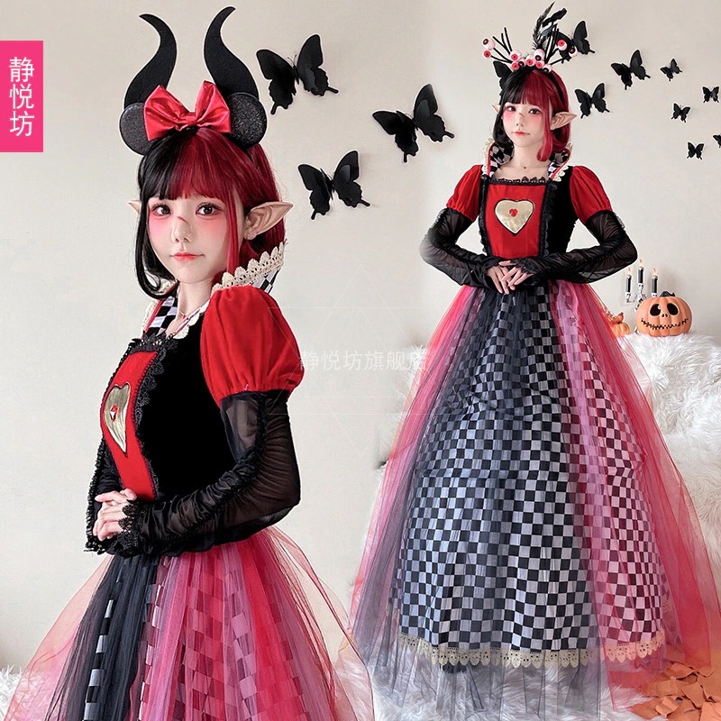 ハロウィン大人コスプレアリス童話パフォーマンスコスチュームハートの女王コスプレ衣装魔女ドレス
