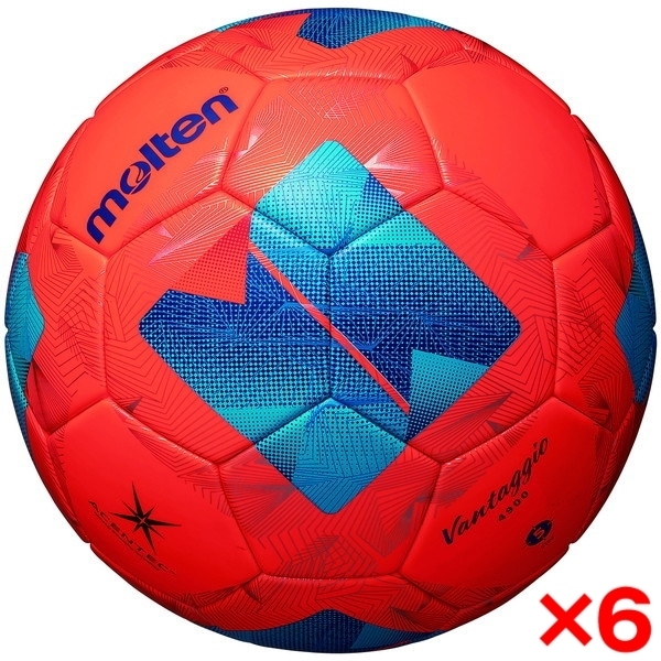 【6個セット】 サッカーボール 5号球 ヴァンタッジオ4900芝用 検定球 国際公認球 パワーオレンジxブルー F5N4900-OB