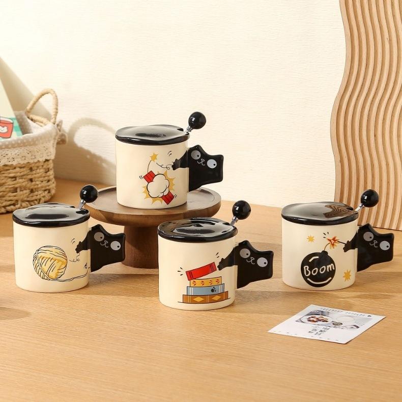 マグ コップ 誕生日 カップ パンダ マグカップ 蓋つき 猫 柴犬 茶碗 電子レンジOK ネコ柄 コーヒーカップ おしゃれ 陶器 磁器 食器