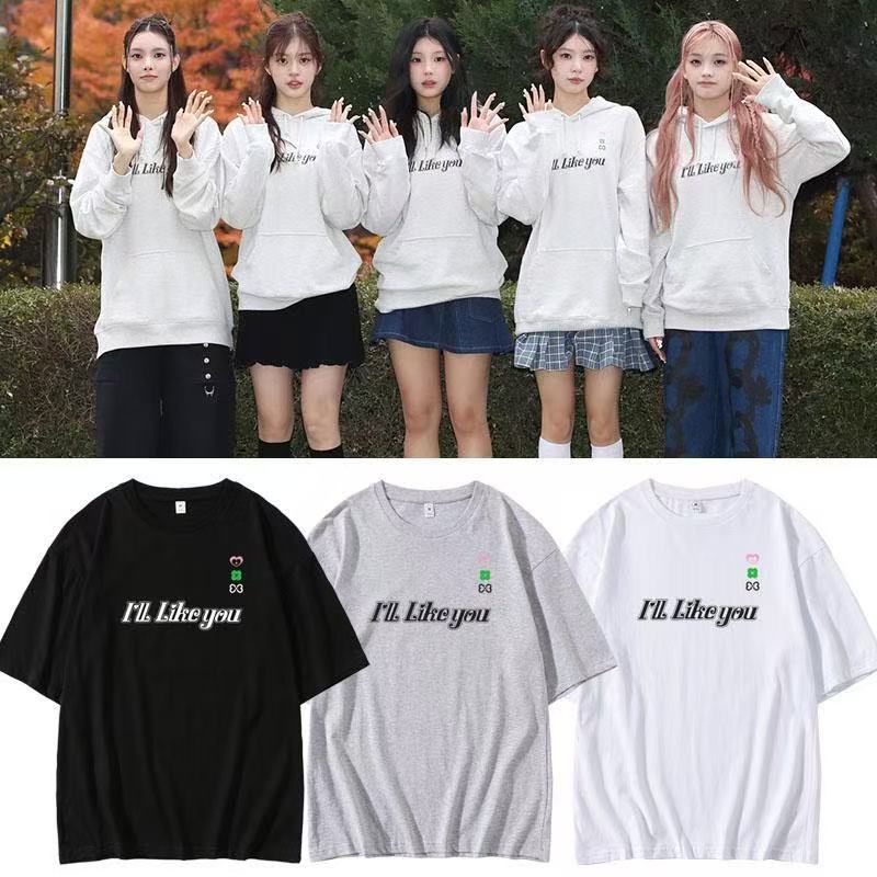 大人気！ ILLITコンサート服 tシャツ半袖tシャツ 純綿コンサート服おしゃれ新作半袖 Tシャツ カットソー