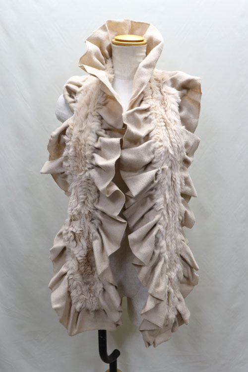 レッキスラビット ファー ウール・カシミヤ マフラー ベージュ 送料無料 レディース ギフト プレゼント