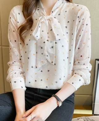 昭和レトロ トップス シャツ ブラウス 白シャツ 袖あり 長袖 シフォン リボン かわいい 大人可愛い きれいめ 大人 上品 おしゃれ お洒落 レトロ 大人女子 こなれ感 ラブリー キュート ガーリー