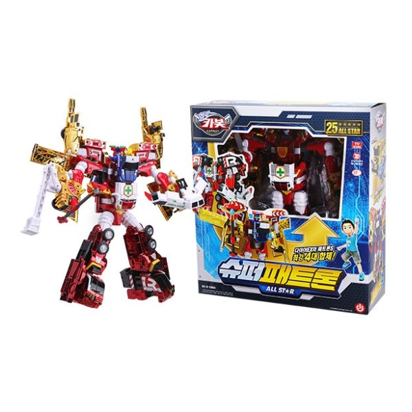 [正規品] ハローカーボット スーパーパトロン ALL STAR /スクールバスパトロン/パトカースキッド/ファイヤートラックダイヤ/救急車リーフ/合体ロボット/変身ロボット/カーボット