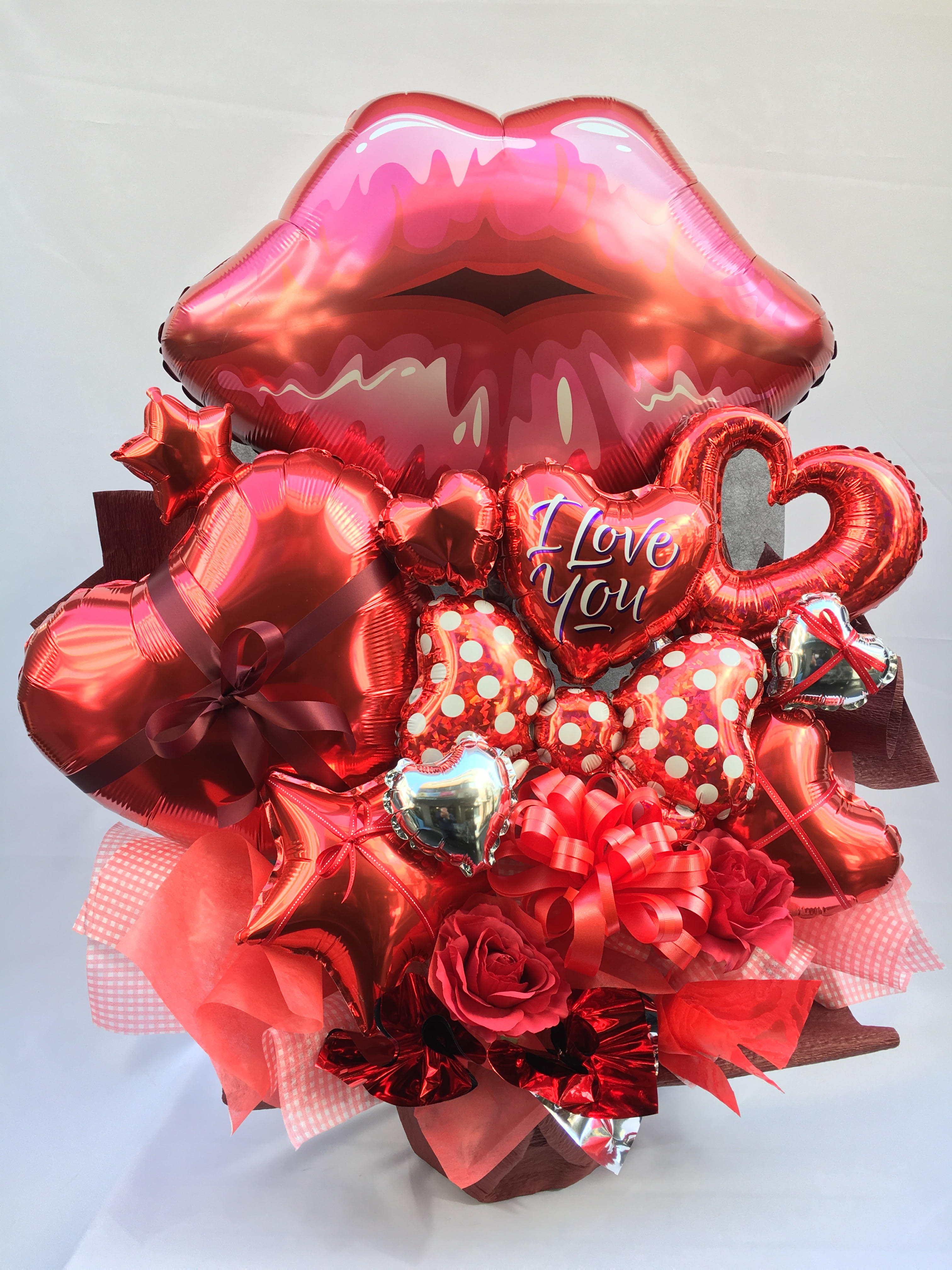 商品ID 0900 バルーンアレンジ　赤系