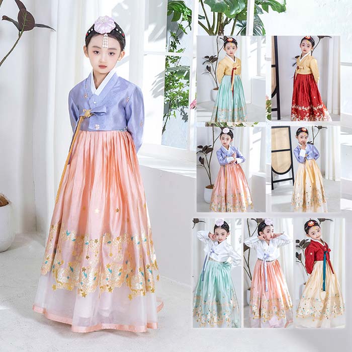 明日まで値下げ 韓国民族衣装 チマチョゴリ 子供用韓服 キッズ コスプレ衣装 配色 花柄 上下セット コスチューム ハロウィン プリンセス お姫様 女の子 子供 韓国古典伝統民族衣装 ジュニア 結婚式