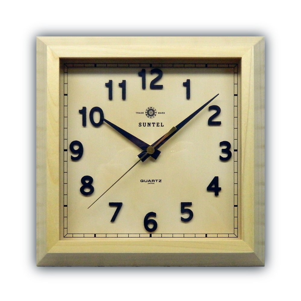 さんてる 日本製 スクウェア 掛け時計 ナチュラル QL696-NA