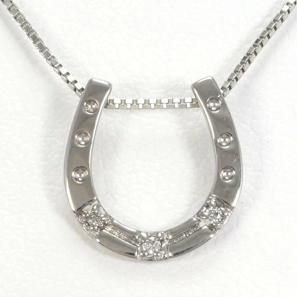 K10 10金 WG ホワイトゴールド ネックレス ダイヤ 0.01 約40cm ジュエリー 中古ネックレス