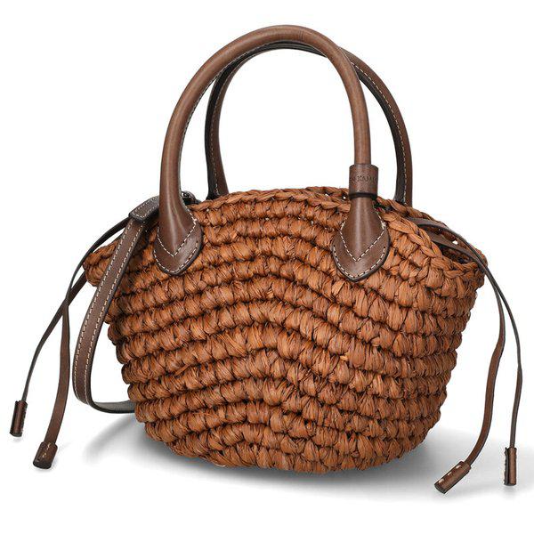 [高級品] 25FW ラヤ ラフィア バスケット ショルダーバッグ BAG52020 NUTSHELL