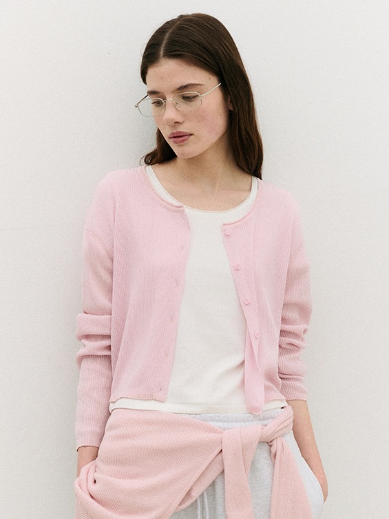 BASIC LINEN CARDIGAN PINK 6,678円