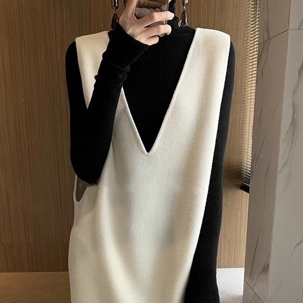 ワンピース レディース ジャンパースカート XS S M L 韓国 ノースリーブ Vネック XS S M L サイドスリット 大人可愛い 綺麗め シンプル カジュアル 大人 上品 お洒落 レトロ ラフ