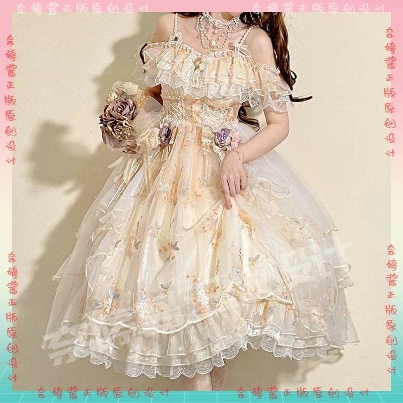 ロリータドレス 花神フローラjsk ロリータ 花嫁 日常 プリンセススカート ワンピース