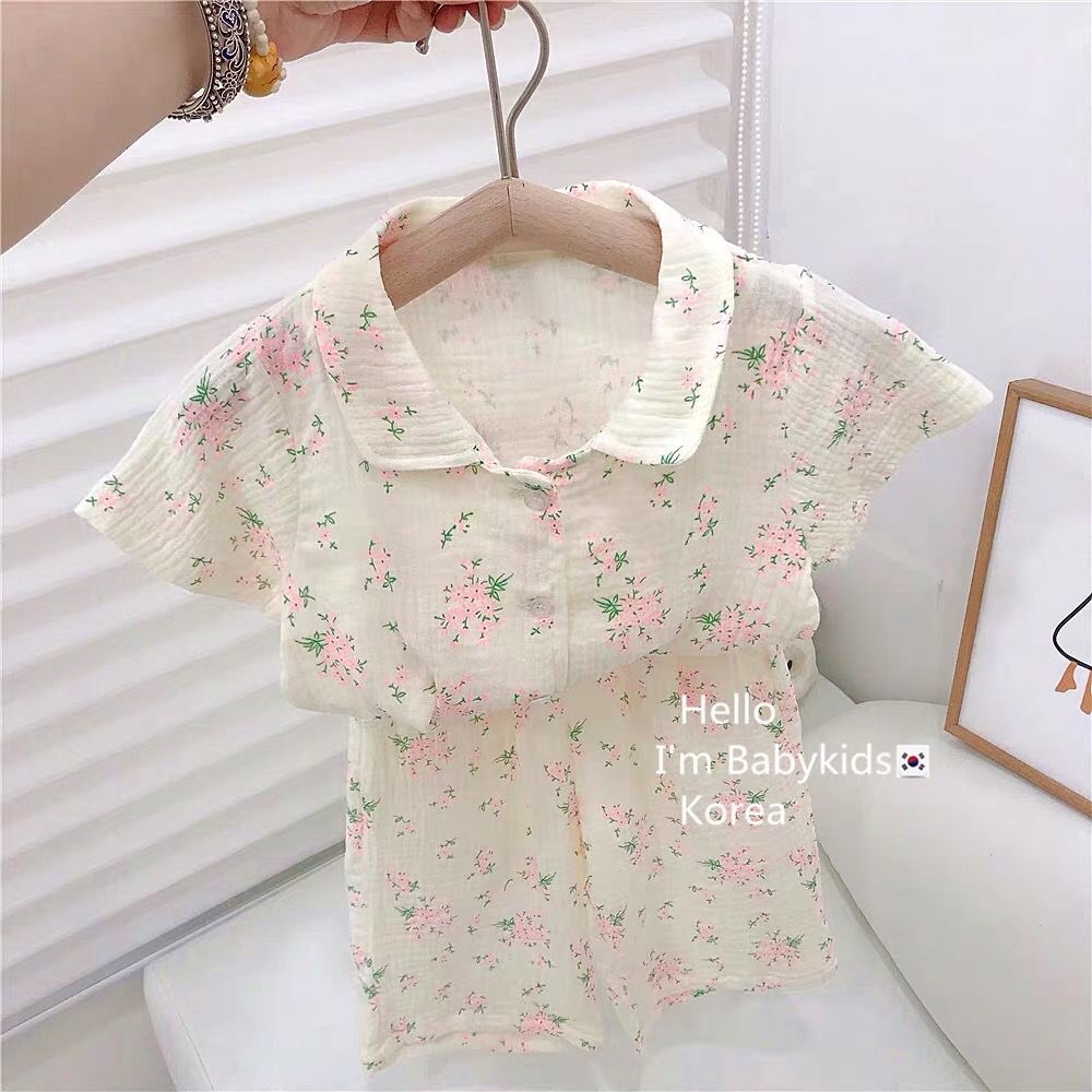 パジャマ 子供年男女赤ちゃん夏の新作かわいい部屋着セット夏綿糸点セットウェア 韓国