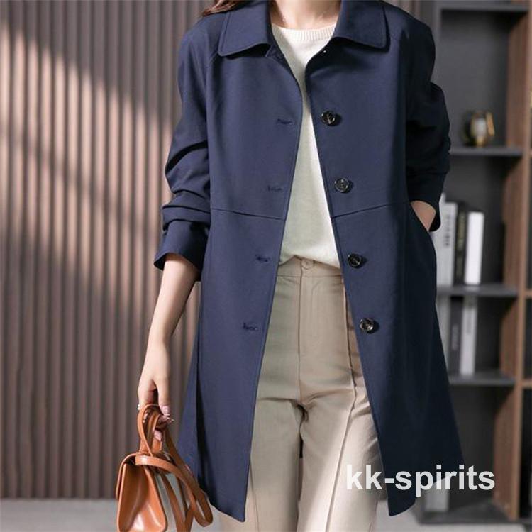 トレンチコート レディース 40代 ミディアム丈ジャケット ステンカラースプリングコート 春コート 長袖アウター 秋服 カジュアル韓国風 通勤バーカー 30代 50代 トレンチコート