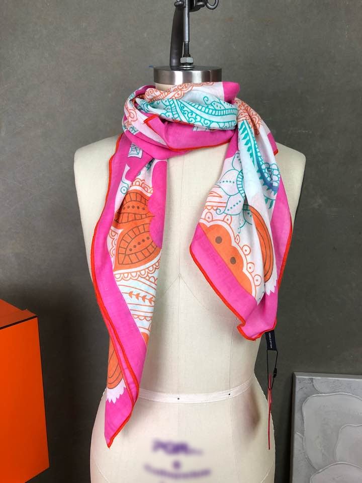 ERFURT Pure Cotton W. Special Eedge Scarf/Grass