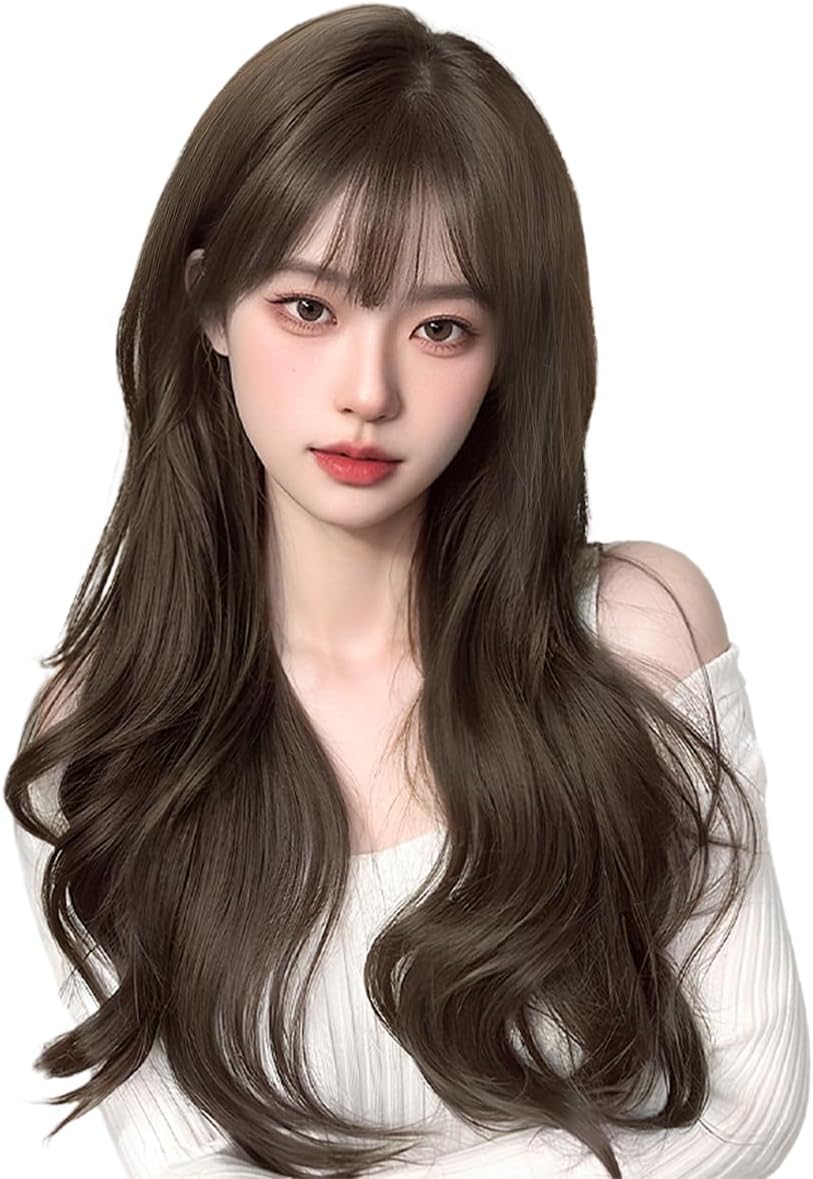 ロングカールウィッグ 耐熱 アッシュブラウン ネット付き