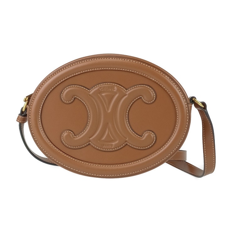 超美品 CELINE セリーヌ ショルダーバッグ キュイル トリオンフ オーバルバッグ 198603DXC ブラウン系 スムースカーフ レディース クロスボディバッグ【本物保証】