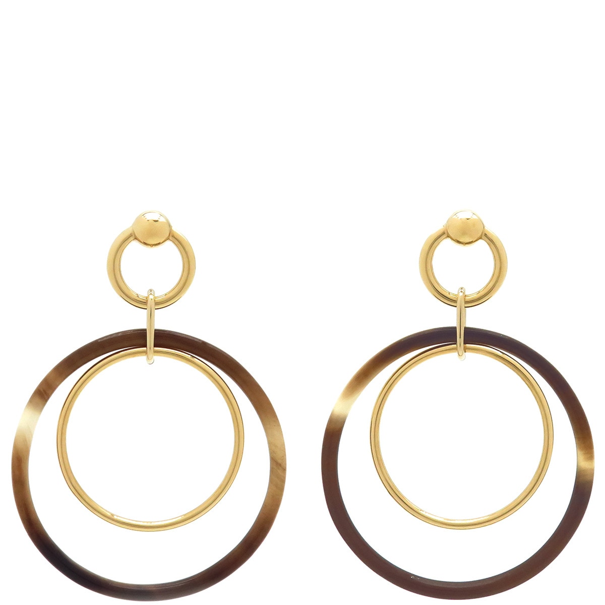 エルメス HERMES ピアス アミュレットデュオ バッファローホーン パーマブラス ナチュラル ゴールド金具 【箱】【中古】