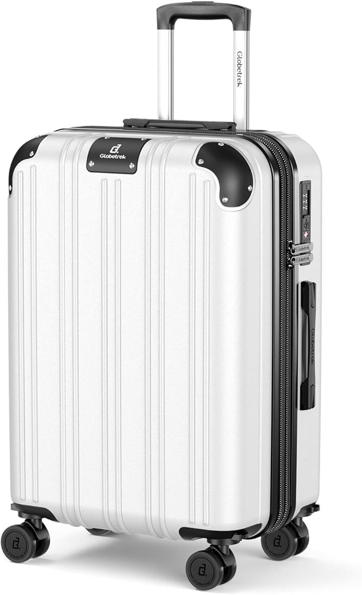 スーツケース 拡張機能＆ストッパー付き 超軽量 キャリーバッグ キャリーケース 出張 旅行 ビジネス (ホワイト, S-20inch サイズ)