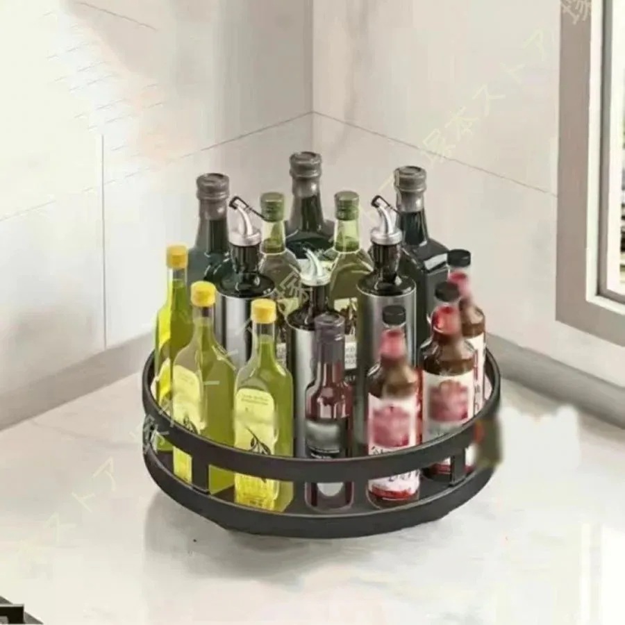 物置台 調味料ボトル調味料缶調味料入れ お酢入れ油醤油調味料アルコールなど 出荷が早い-回転式 収納 調味料ラック 収納用 卓上回転トレー スパイスラック