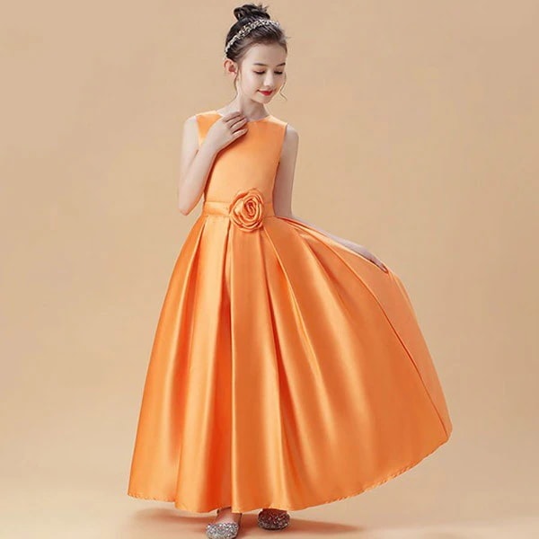 【 2025】子供ドレス キッズドレス ピアノ発表会 ドレス中学生 ワンピース 女の子 フラワーガール ノースリーブ Aライン プリーツ お花付き