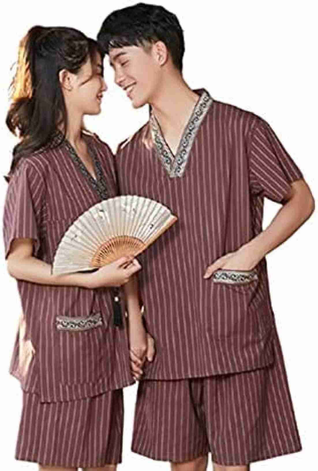 ルームウェア 夏 パジャマ ペアルック カップル お揃い 半袖 ショートパンツ 上下セット コットンリネン vネック 和風 家着 薄手 トラベル 寝間着 旅館 お泊り お出掛け 温泉 ワイド ナイトウ